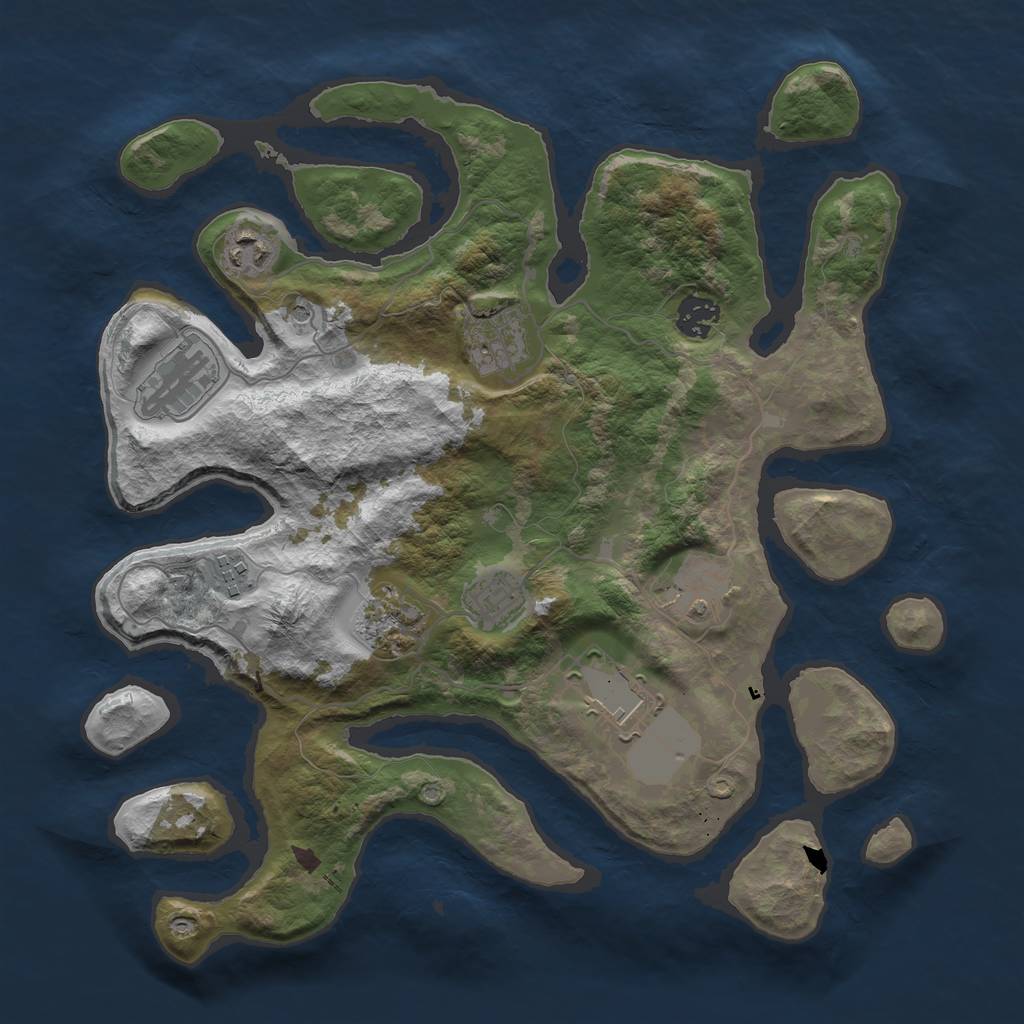 Rust Map: Barren, Size: 3600, Seed: 187591, 12 Monuments