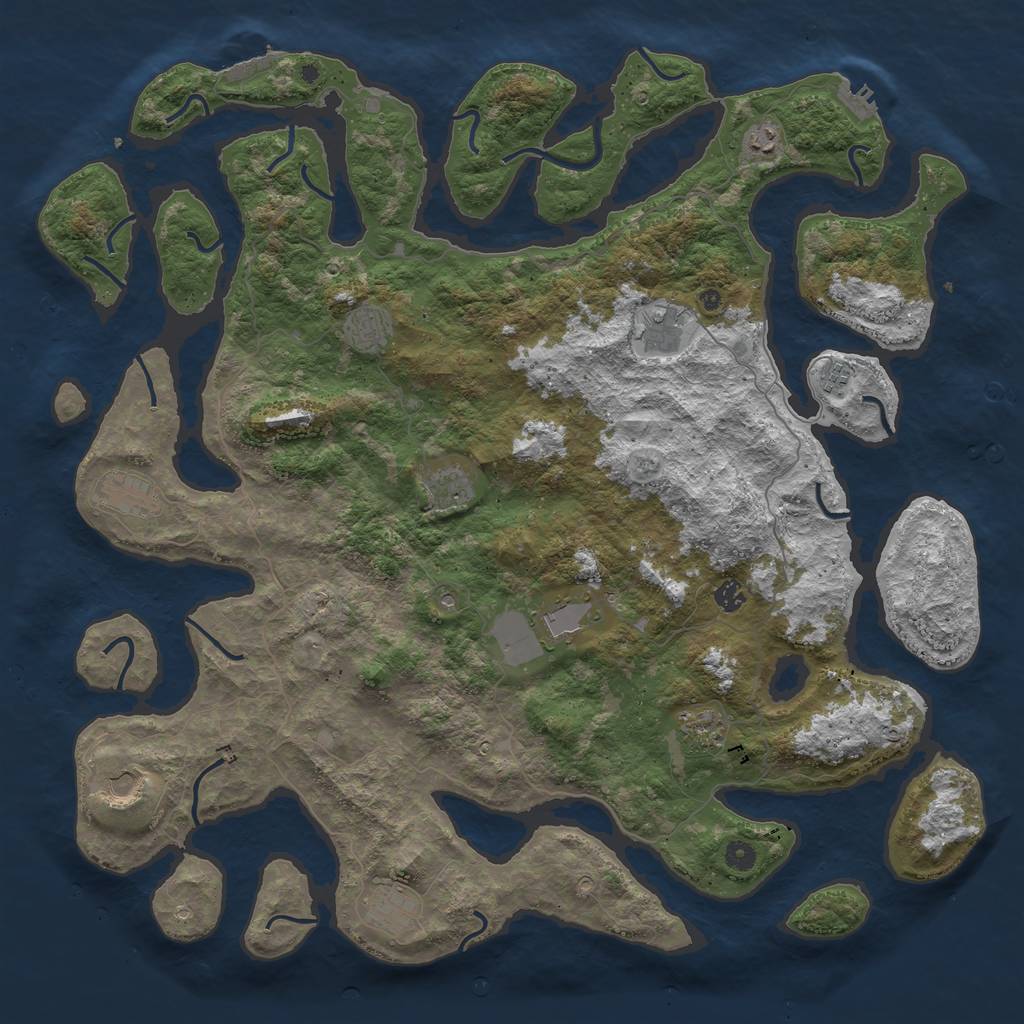 Rust Map: Procedural Map, Size: 5000, Seed: 40, 16 Monuments