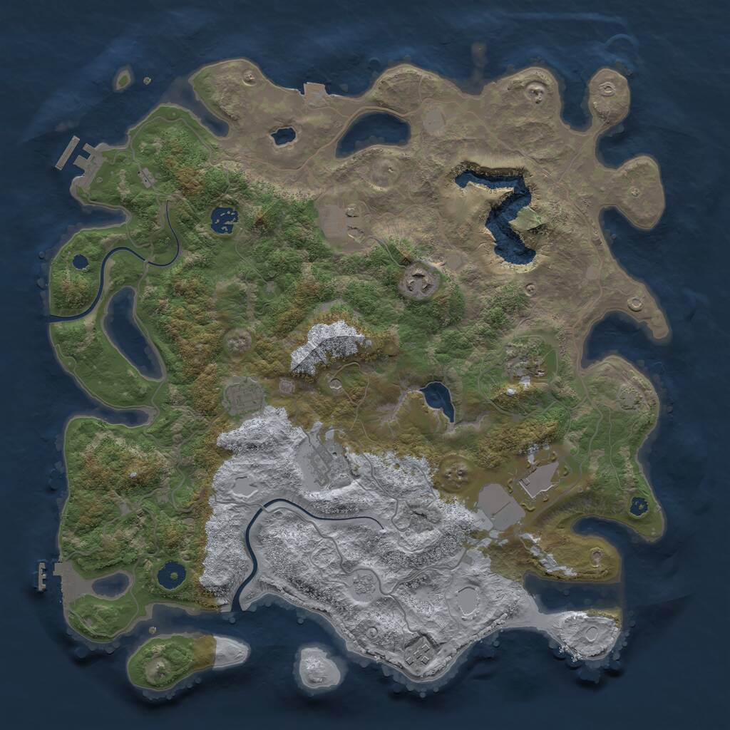 Rust Map: Procedural Map, Size: 4000, Seed: 12333244, 14 Monuments