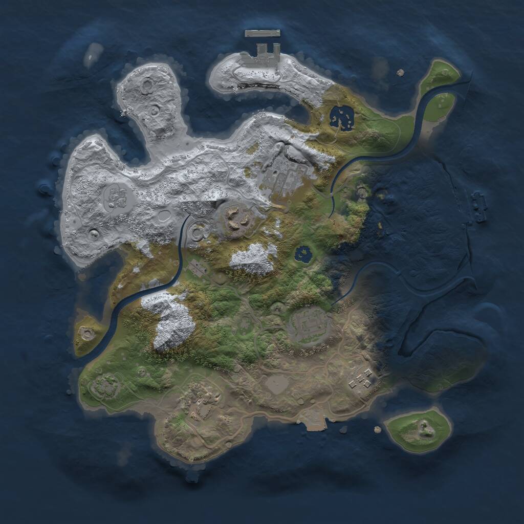 Rust Map: Procedural Map, Size: 3000, Seed: 605899141, 12 Monuments