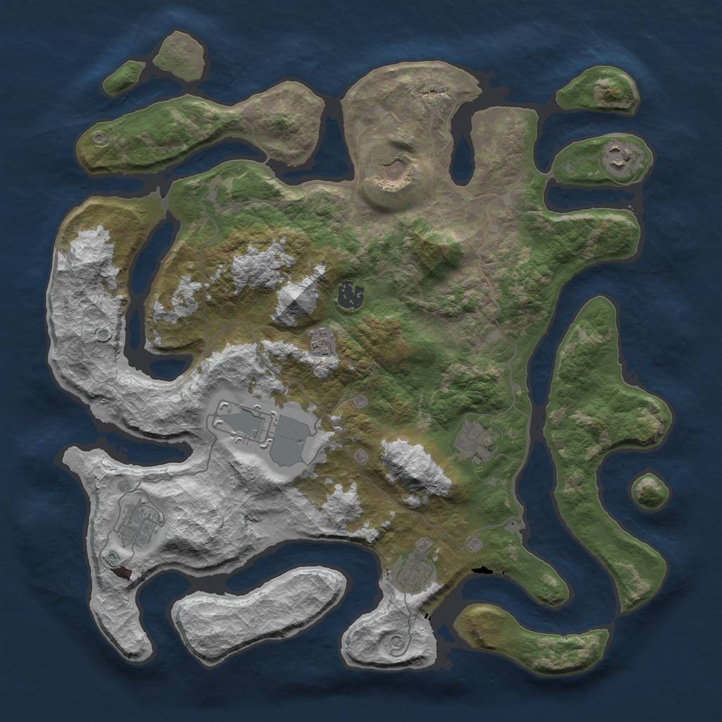 Rust Map: Barren, Size: 4000, Seed: 1791786618, 11 Monuments