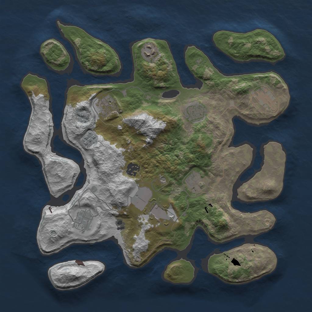 Rust Map: Barren, Size: 3600, Seed: 961835, 12 Monuments