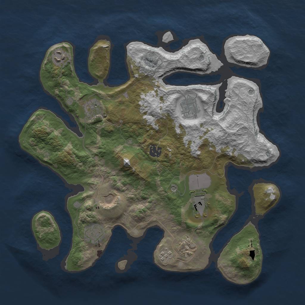 Rust Map: Barren, Size: 3600, Seed: 577778, 12 Monuments