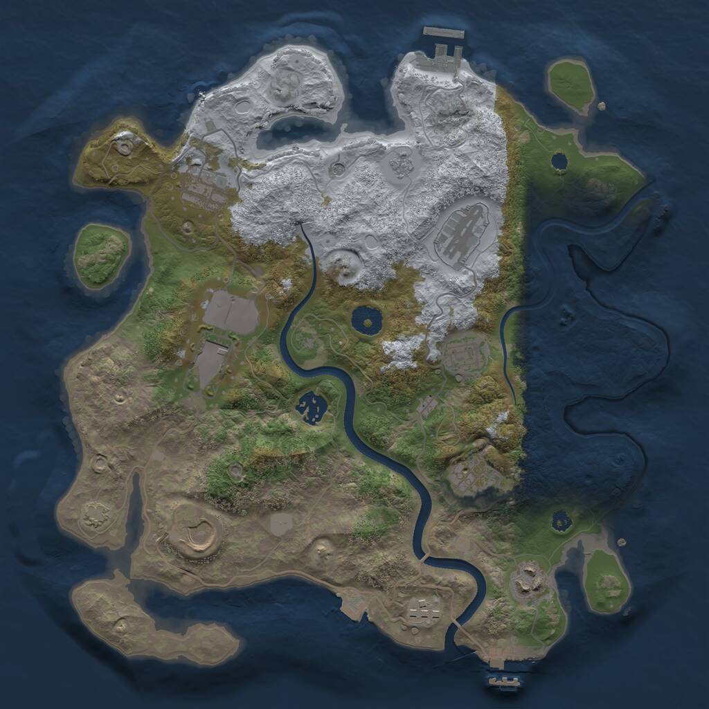Rust Map: Procedural Map, Size: 3500, Seed: 1911236960, 15 Monuments