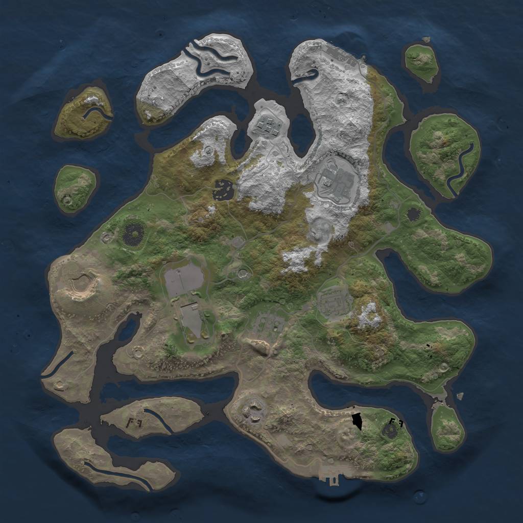 Rust Map: Procedural Map, Size: 3500, Seed: 1911236960, 13 Monuments