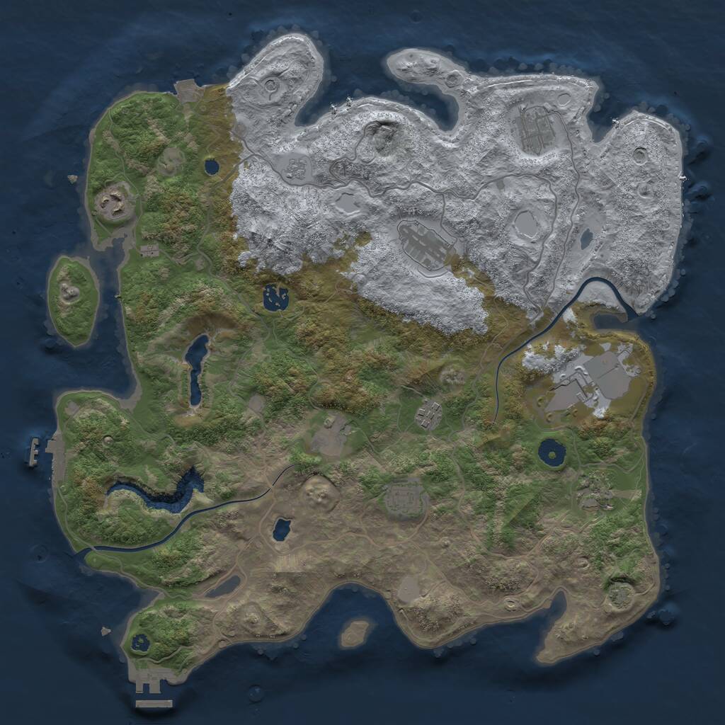 Rust Map: Procedural Map, Size: 4000, Seed: 1233792324, 15 Monuments