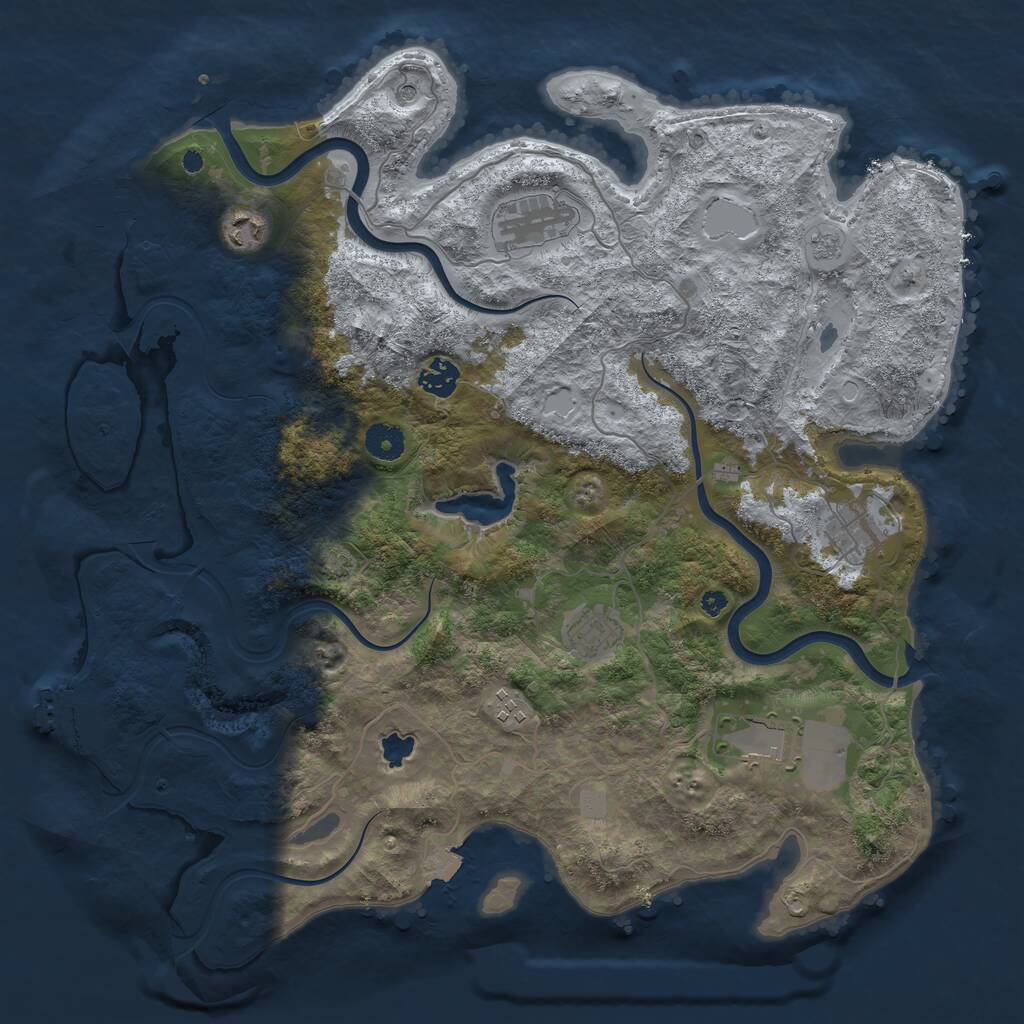 Rust Map: Procedural Map, Size: 4000, Seed: 1233792324, 13 Monuments