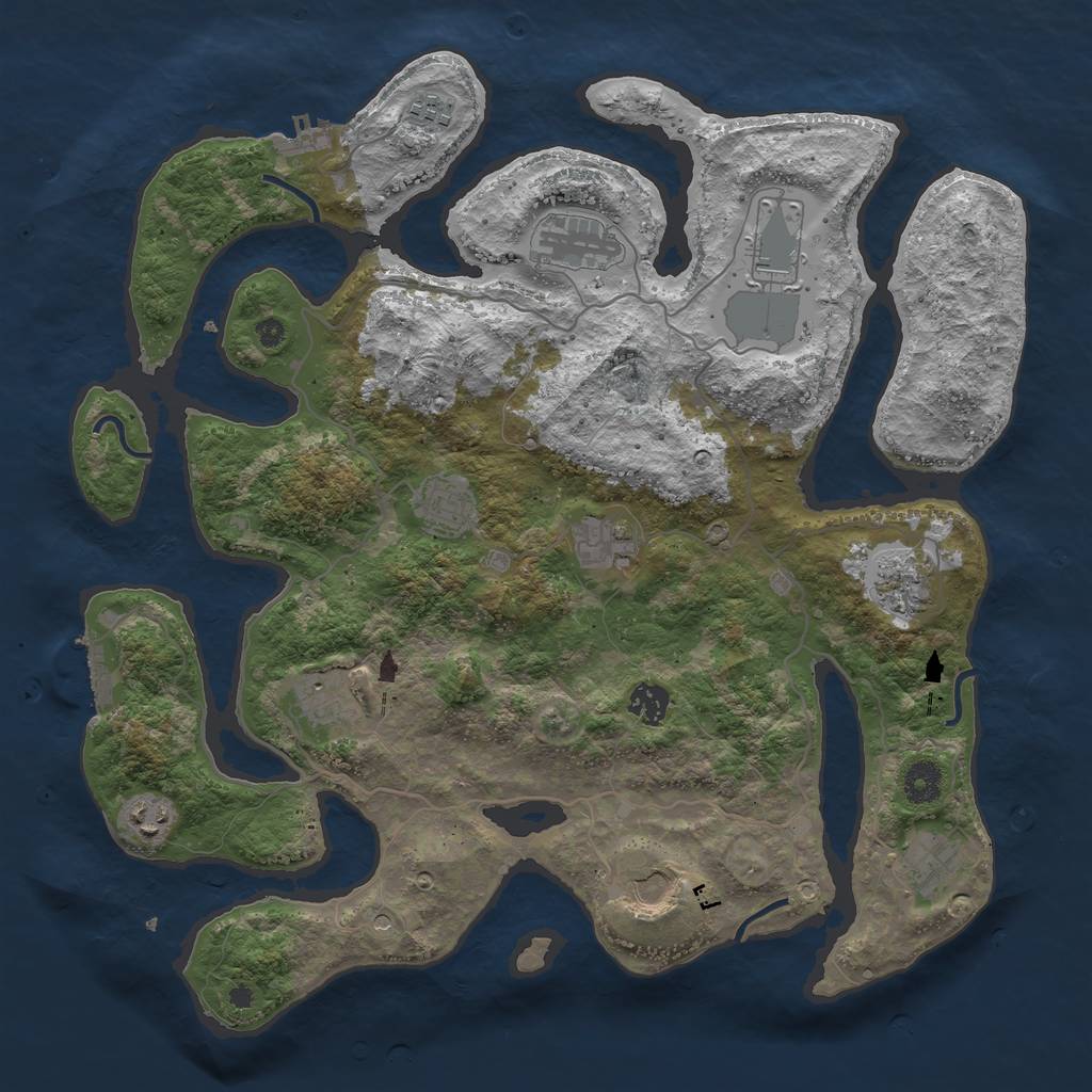 Rust Map: Procedural Map, Size: 4000, Seed: 1233792324, 16 Monuments