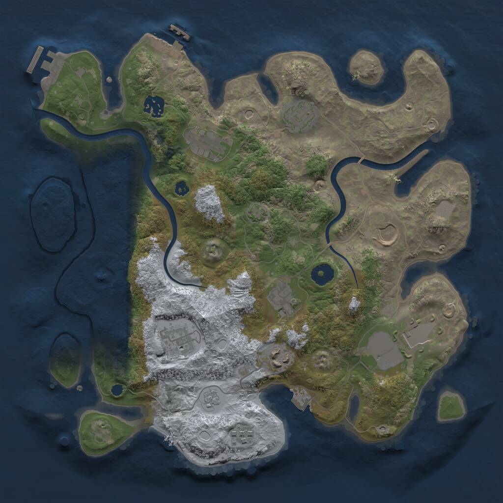 Rust Map: Procedural Map, Size: 3500, Seed: 1119709545, 15 Monuments