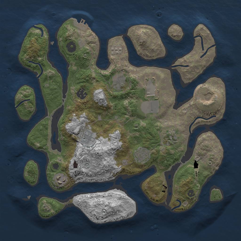 Rust Map: Procedural Map, Size: 3500, Seed: 1119709545, 13 Monuments