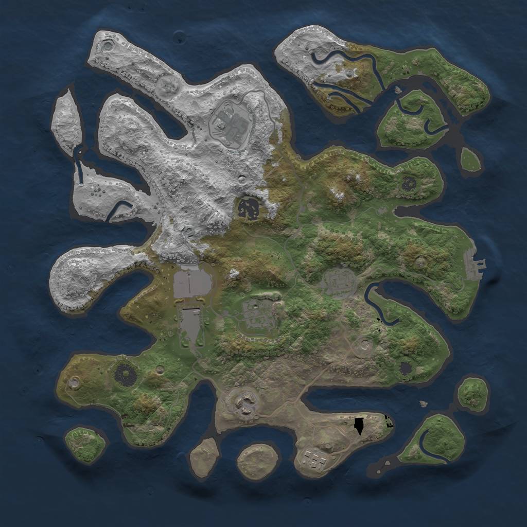 Rust Map: Procedural Map, Size: 3550, Seed: 23318, 11 Monuments