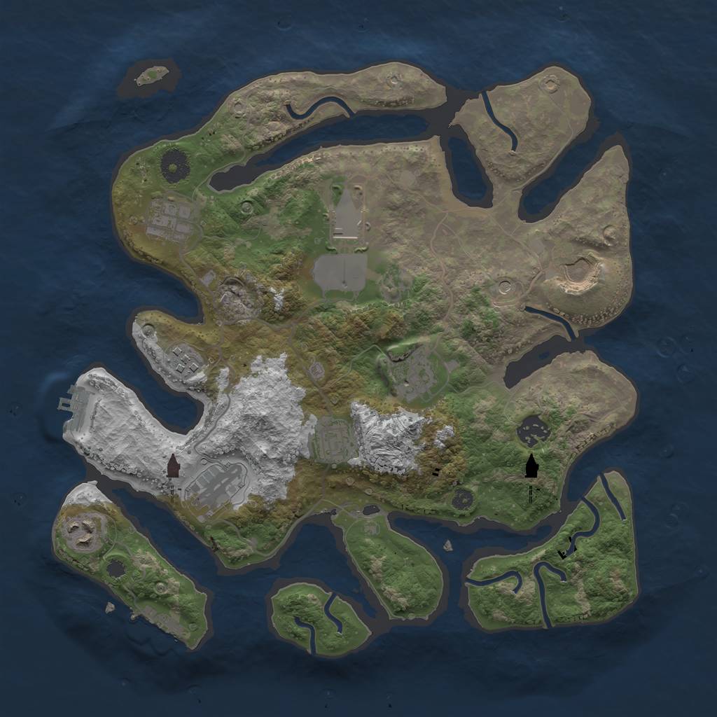 Rust Map: Procedural Map, Size: 3500, Seed: 1911226369, 14 Monuments