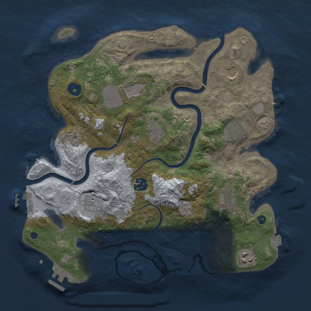 Rust Map: Procedural Map, Size: 3500, Seed: 1911226369, 15 Monuments