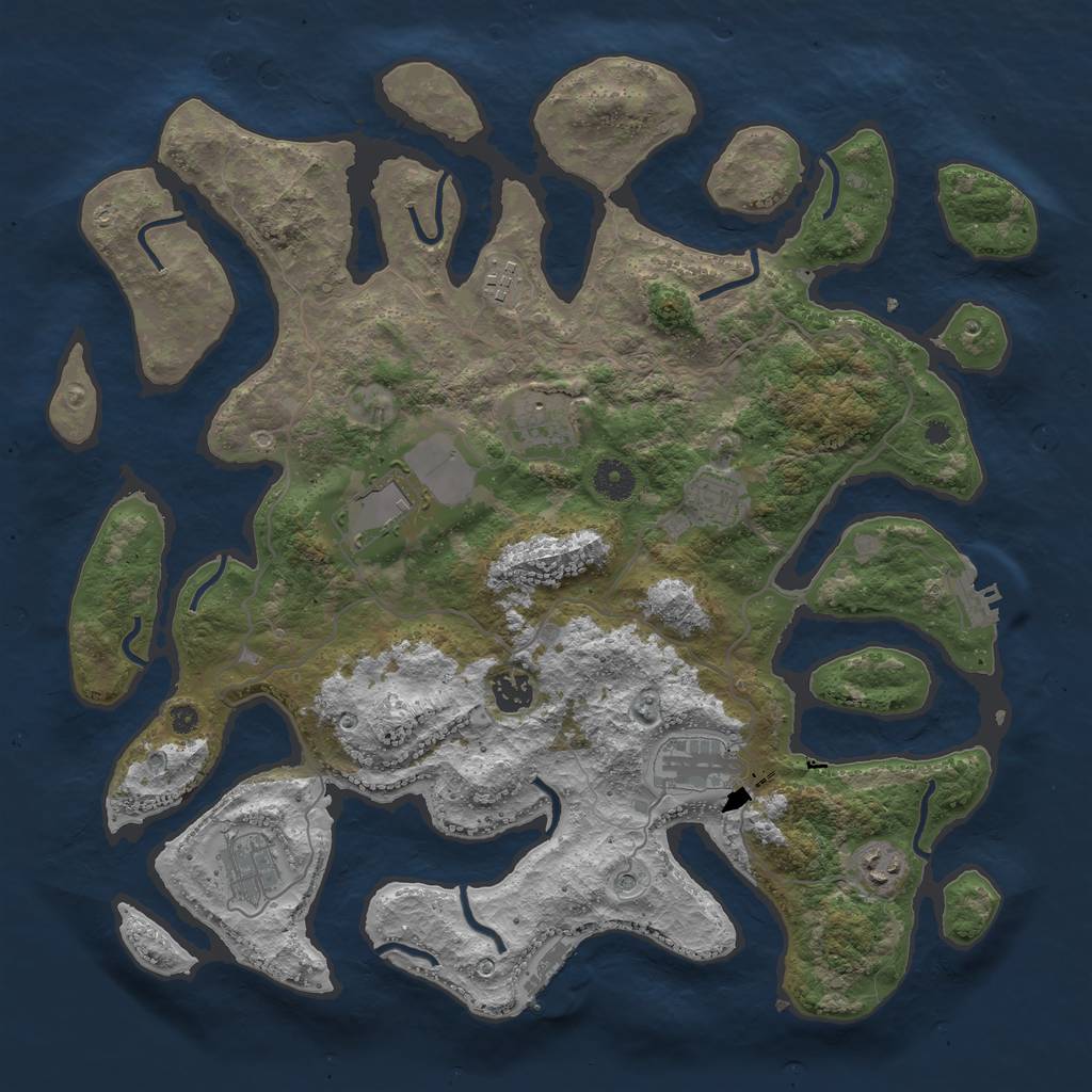 Rust Map: Procedural Map, Size: 4000, Seed: 106010488, 13 Monuments