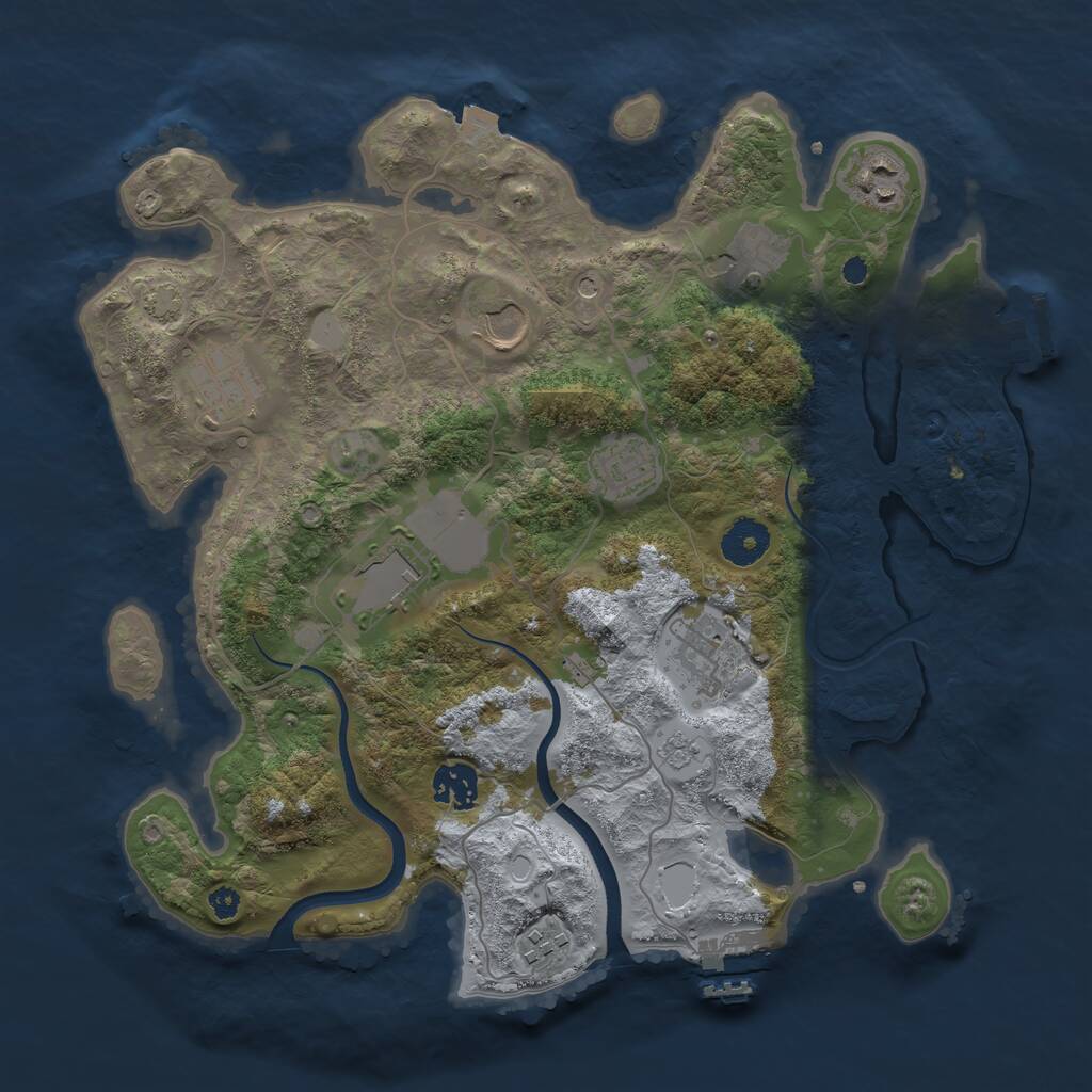 Rust Map: Procedural Map, Size: 3500, Seed: 1217824384, 15 Monuments