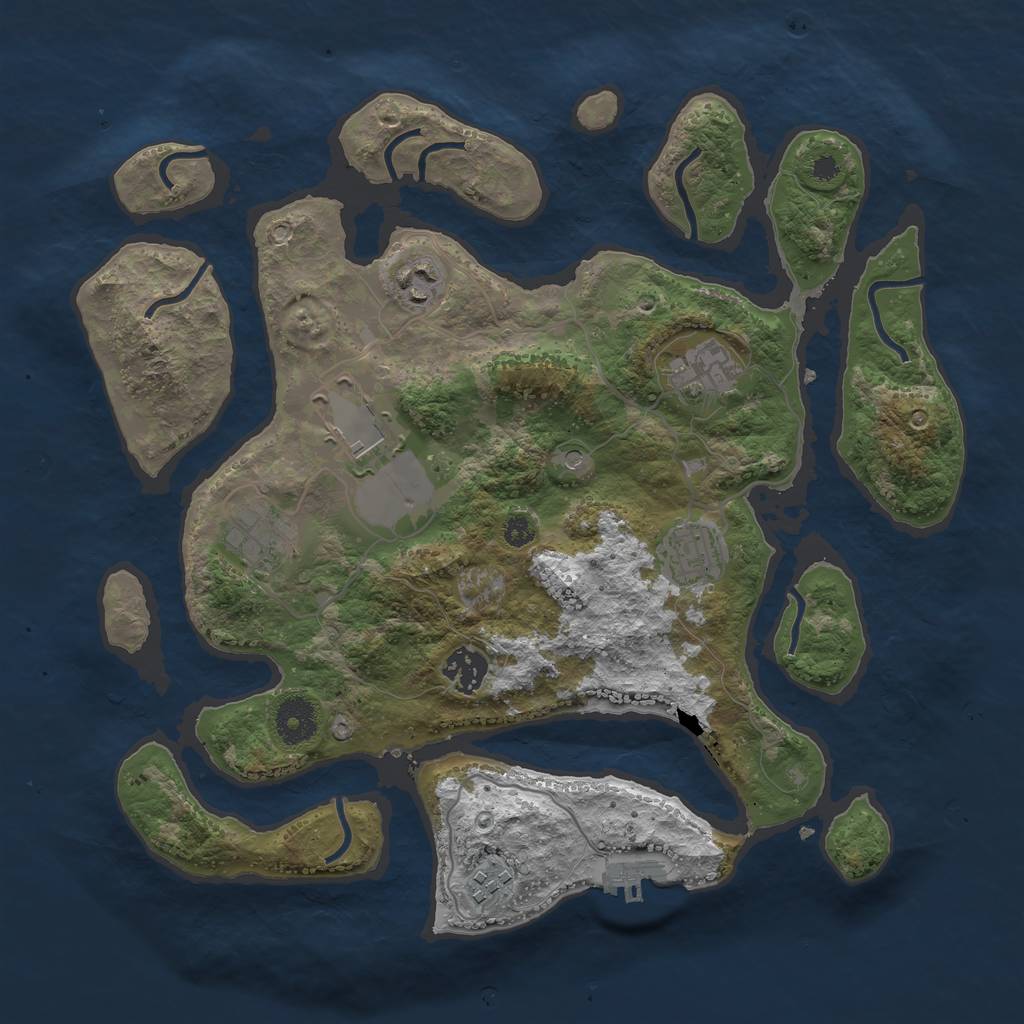 Rust Map: Procedural Map, Size: 3500, Seed: 1217824384, 11 Monuments