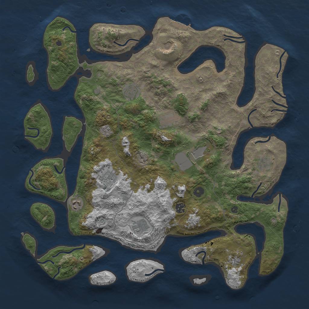 Rust Map: Procedural Map, Size: 4500, Seed: 2075008940, 15 Monuments