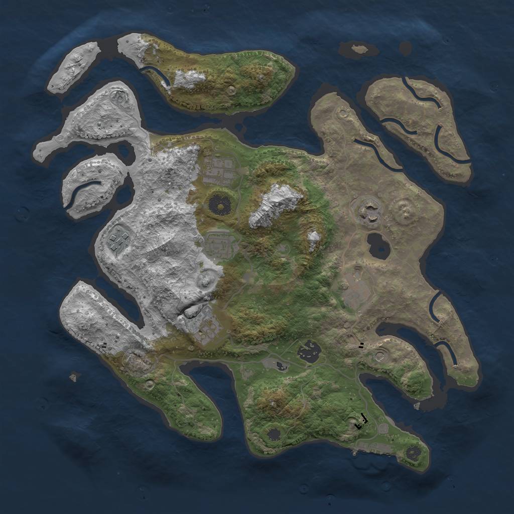 Rust Map: Procedural Map, Size: 3499, Seed: 6510198, 11 Monuments