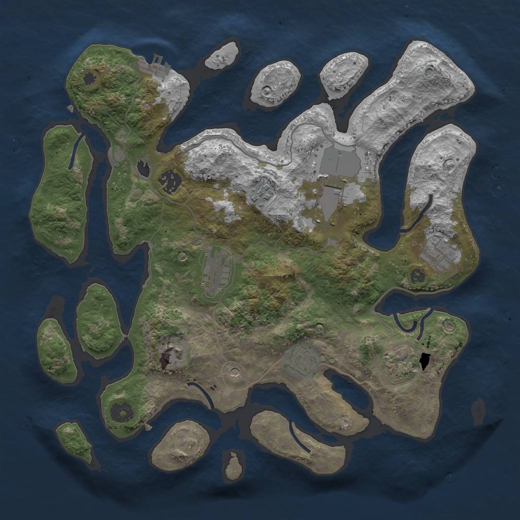Rust Map: Procedural Map, Size: 3500, Seed: 332646822, 12 Monuments