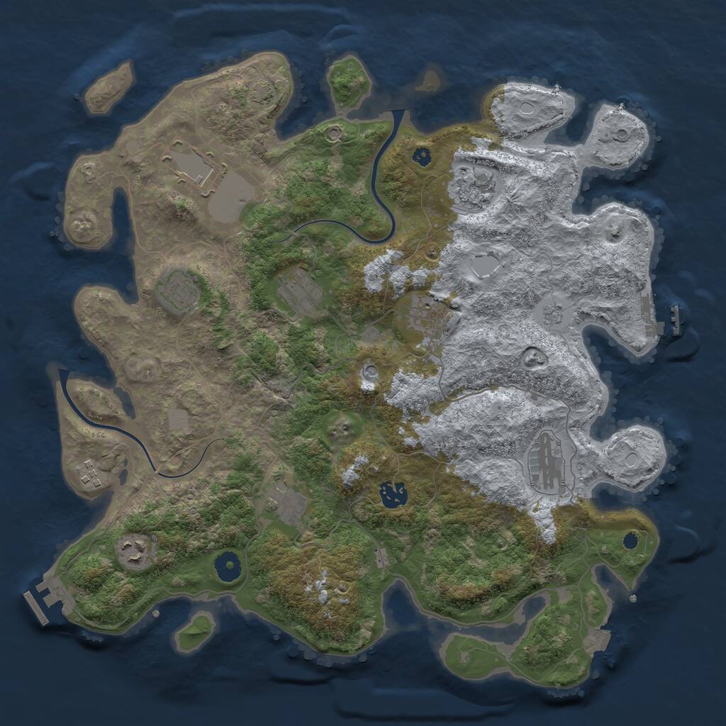 Rust Map: Procedural Map, Size: 3900, Seed: 163111214, 16 Monuments