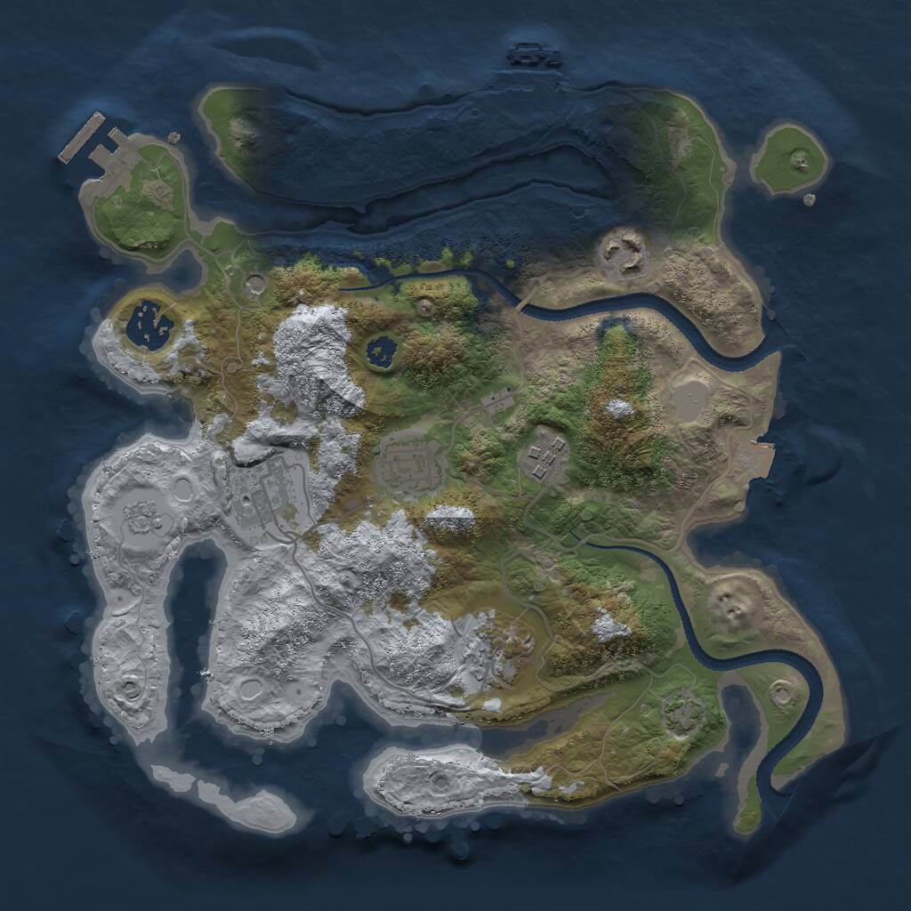 Rust Map: Procedural Map, Size: 3000, Seed: 1078545819, 12 Monuments