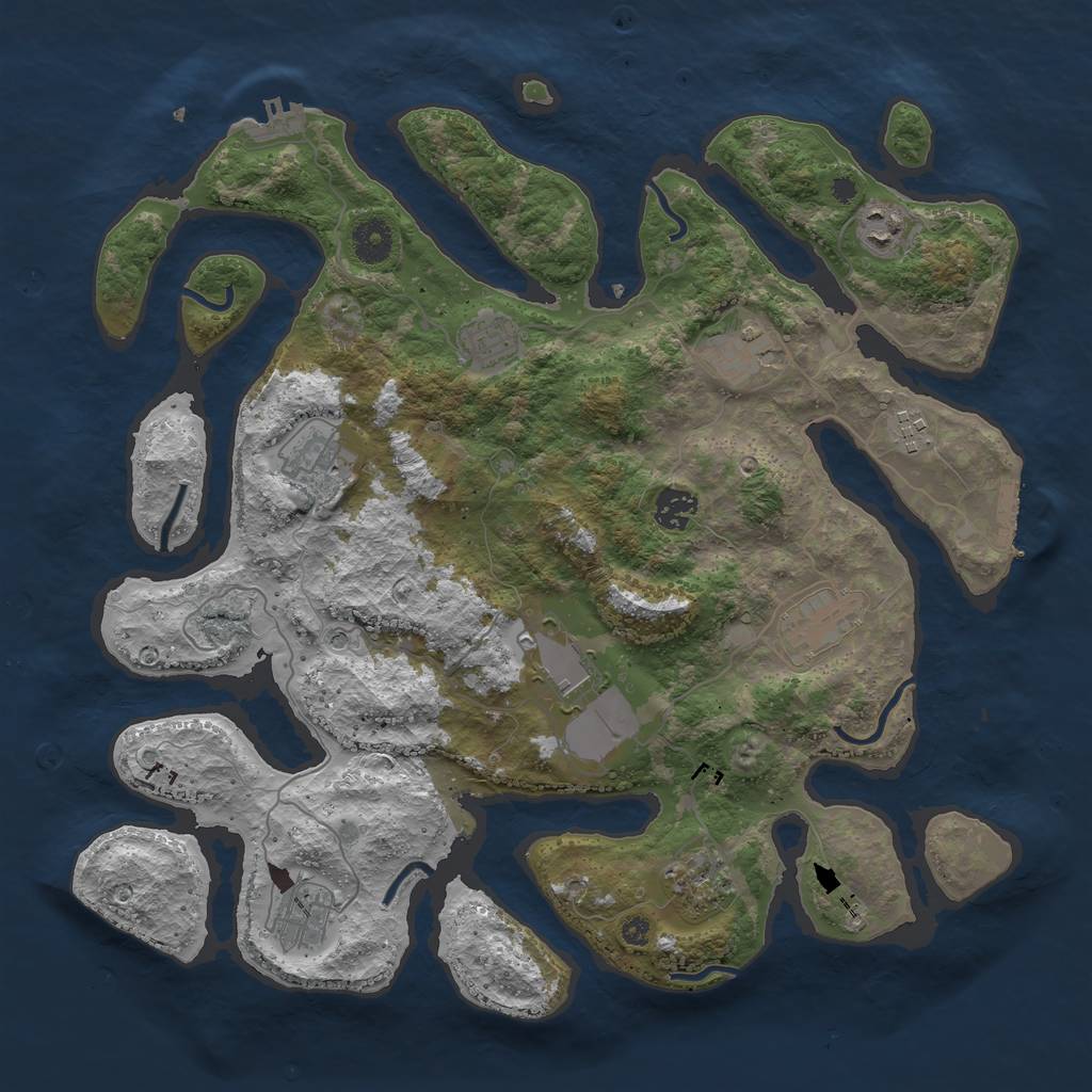Rust Map: Procedural Map, Size: 3850, Seed: 1556359193, 15 Monuments