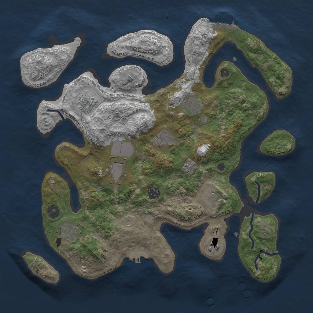 Rust Map: Procedural Map, Size: 3700, Seed: 2147448, 14 Monuments