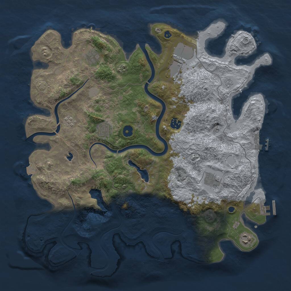 Rust Map: Procedural Map, Size: 4000, Seed: 1500760502, 13 Monuments