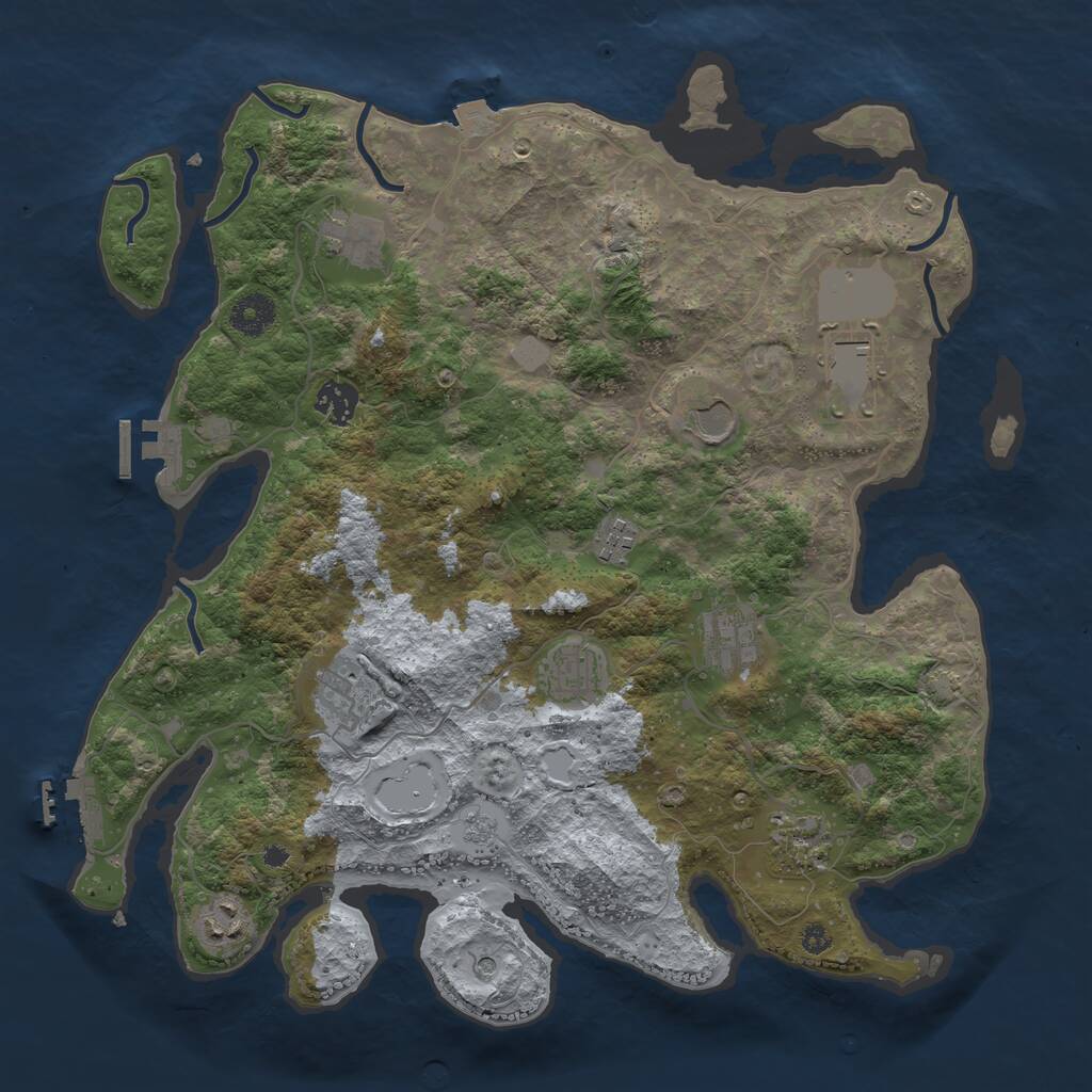 Rust Map: Procedural Map, Size: 3750, Seed: 342706838, 16 Monuments