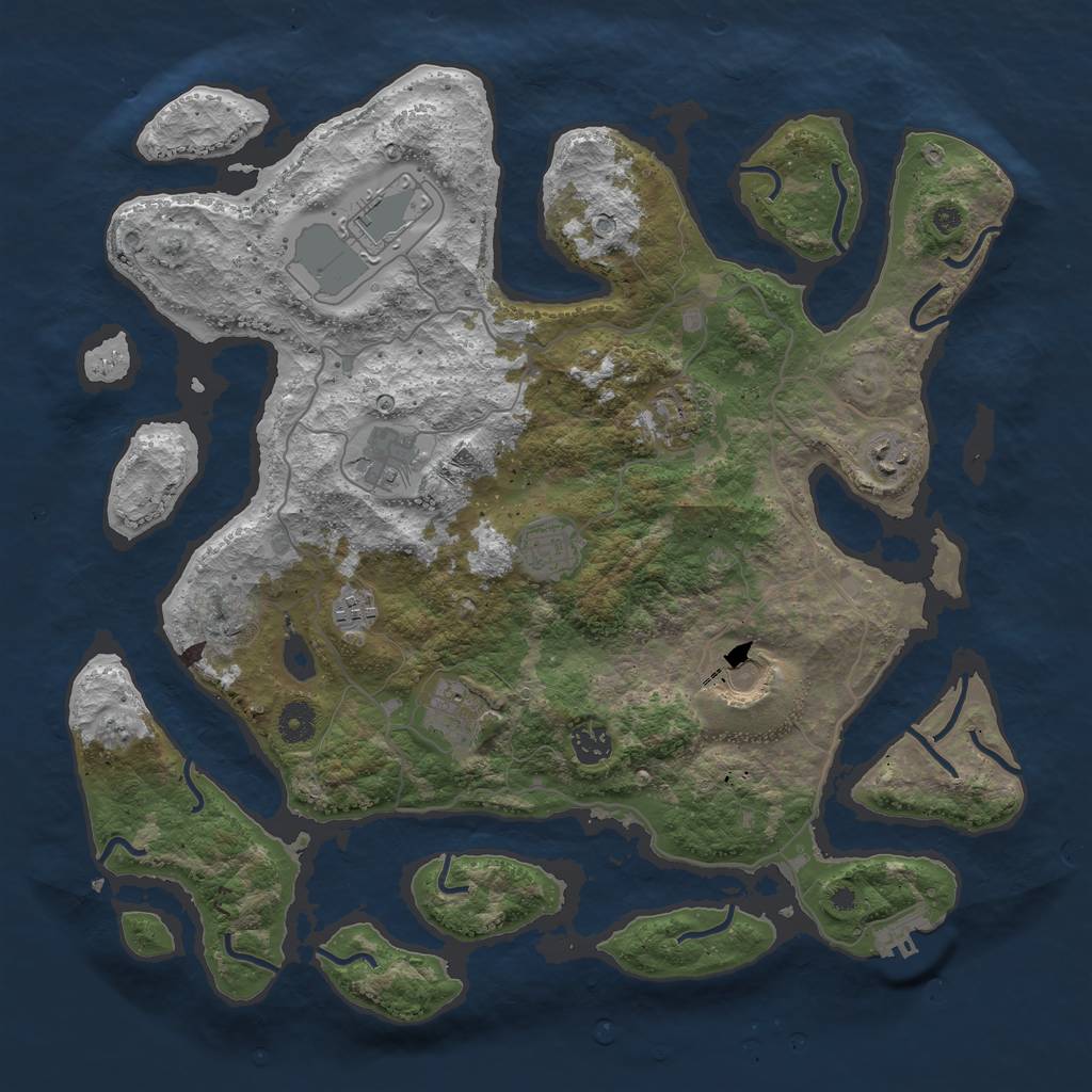 Rust Map: Procedural Map, Size: 4050, Seed: 55, 12 Monuments