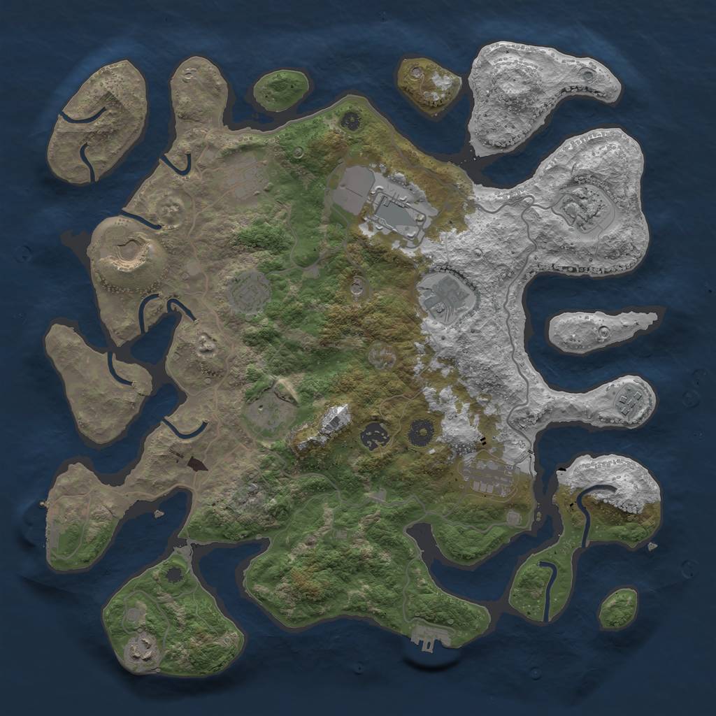 Rust Map: Procedural Map, Size: 4000, Seed: 1027334774, 16 Monuments