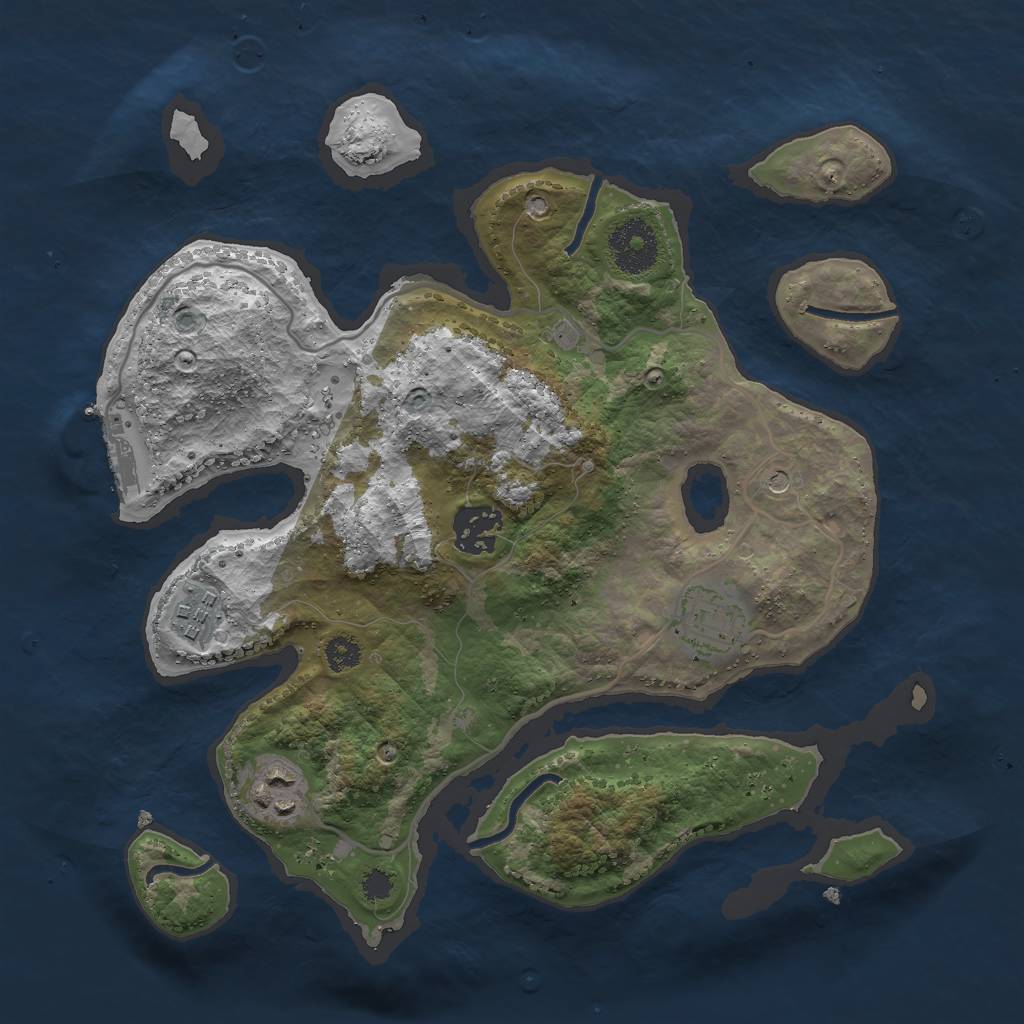 Rust Map: Procedural Map, Size: 3000, Seed: 1282587058, 8 Monuments