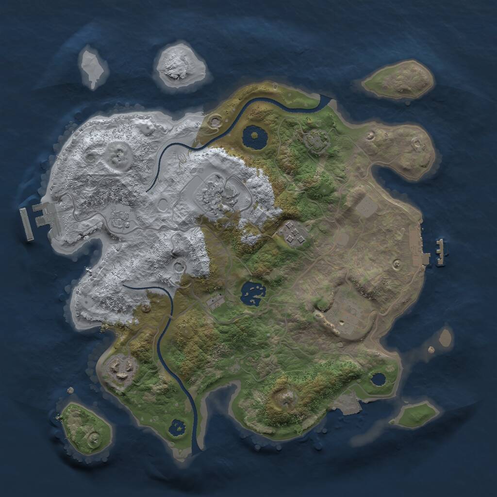 Rust Map: Procedural Map, Size: 3000, Seed: 1282587058, 11 Monuments