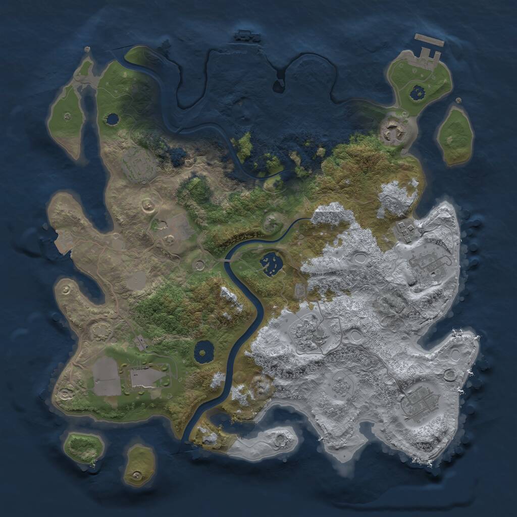 Rust Map: Procedural Map, Size: 3500, Seed: 740168423, 15 Monuments