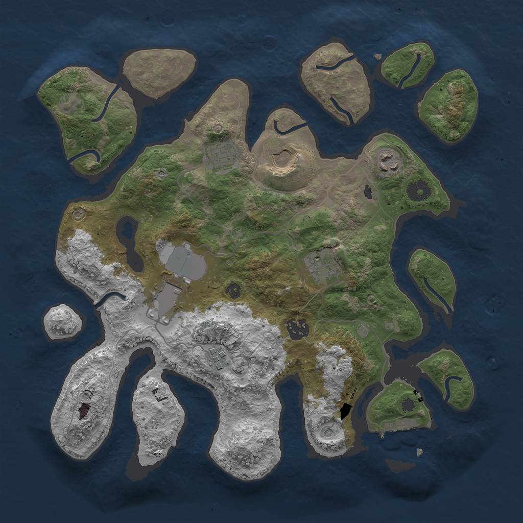 Rust Map: Procedural Map, Size: 3500, Seed: 1611803300, 11 Monuments