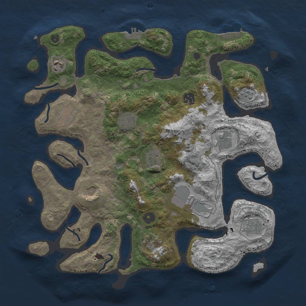 Rust Map: Procedural Map, Size: 3850, Seed: 492124130, 16 Monuments