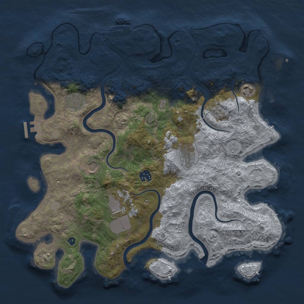 Rust Map: Procedural Map, Size: 3850, Seed: 1624931207, 13 Monuments