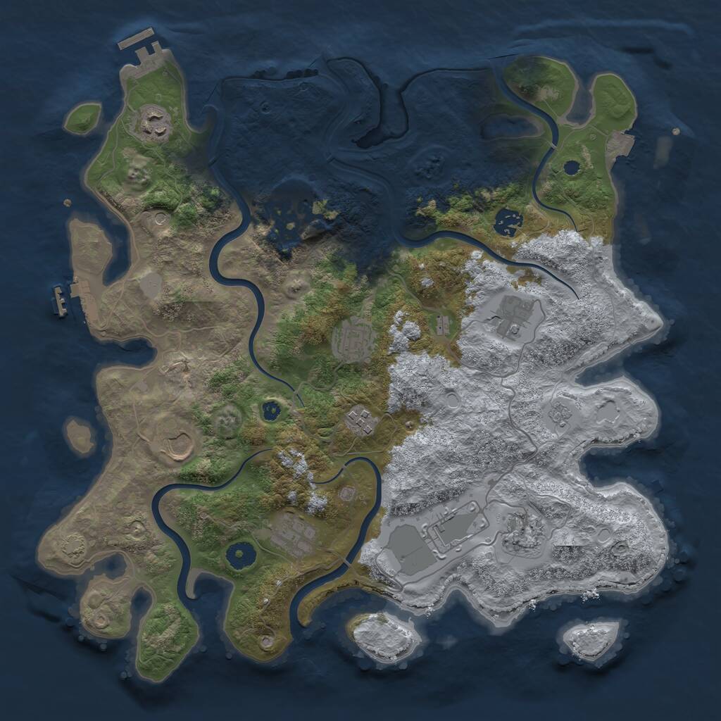 Rust Map: Procedural Map, Size: 3850, Seed: 1624931207, 16 Monuments