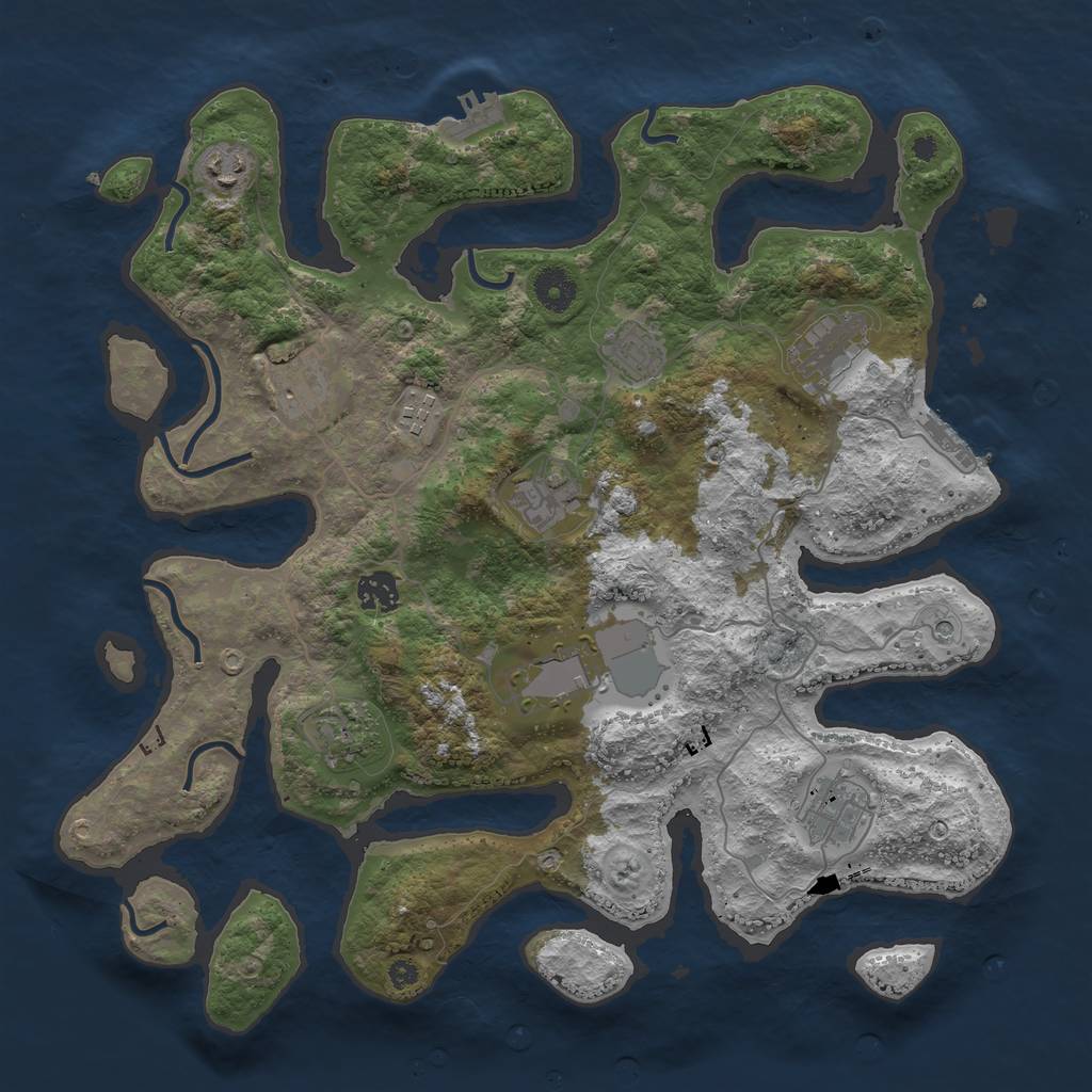 Rust Map: Procedural Map, Size: 3850, Seed: 1624931207, 15 Monuments