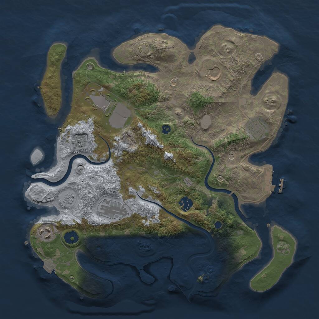 Rust Map: Procedural Map, Size: 3500, Seed: 848255107, 12 Monuments