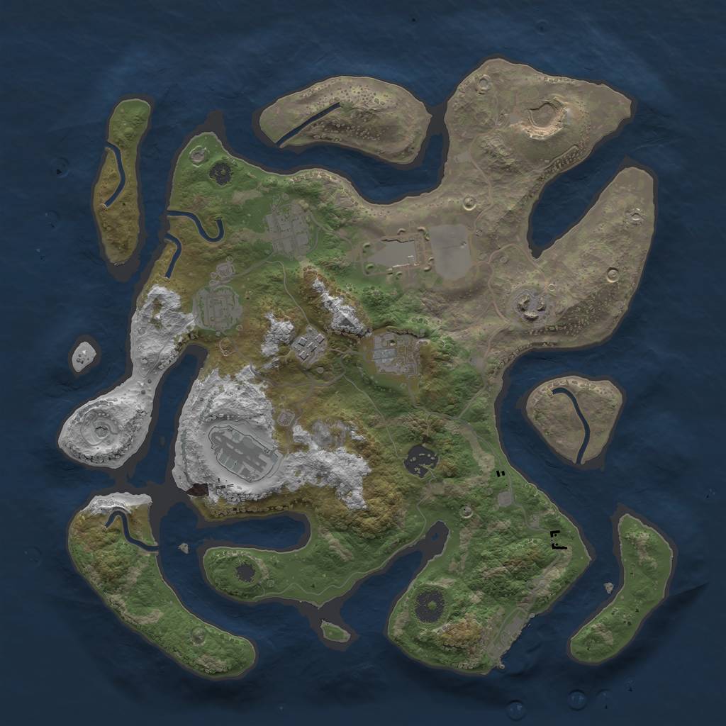 Rust Map: Procedural Map, Size: 3500, Seed: 848255107, 13 Monuments