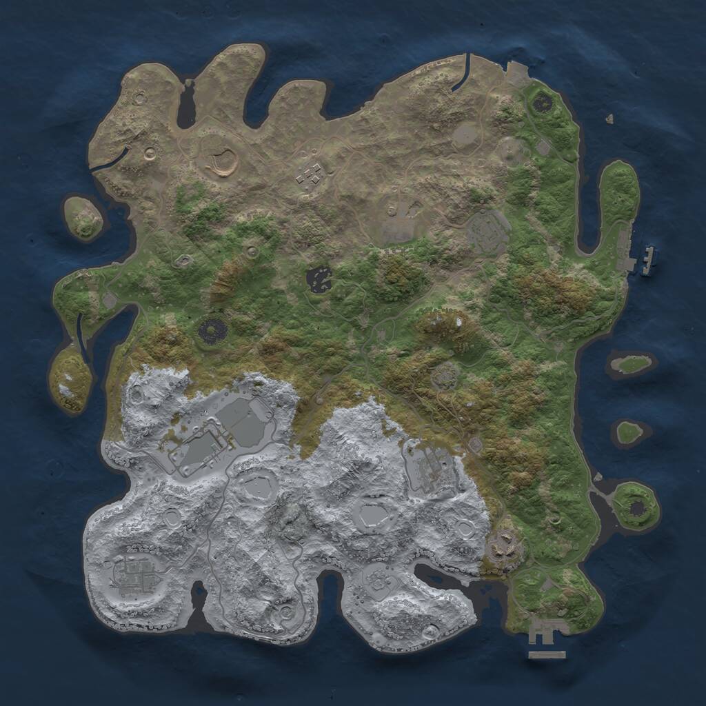 Rust Map: Procedural Map, Size: 3850, Seed: 1884203059, 15 Monuments