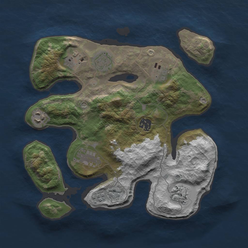 Rust Map: Barren, Size: 3000, Seed: 524616779, 11 Monuments