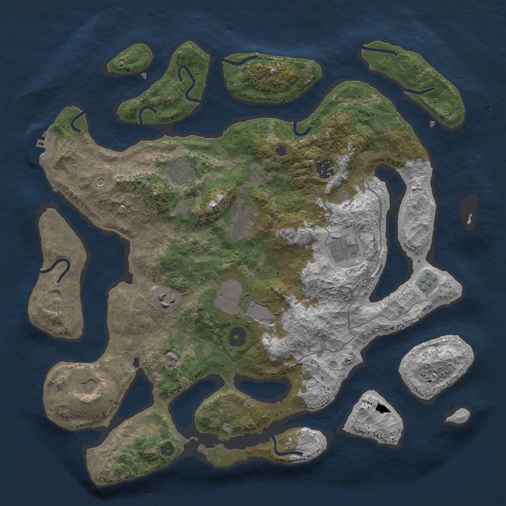 Rust Map: Procedural Map, Size: 4000, Seed: 6565653, 12 Monuments