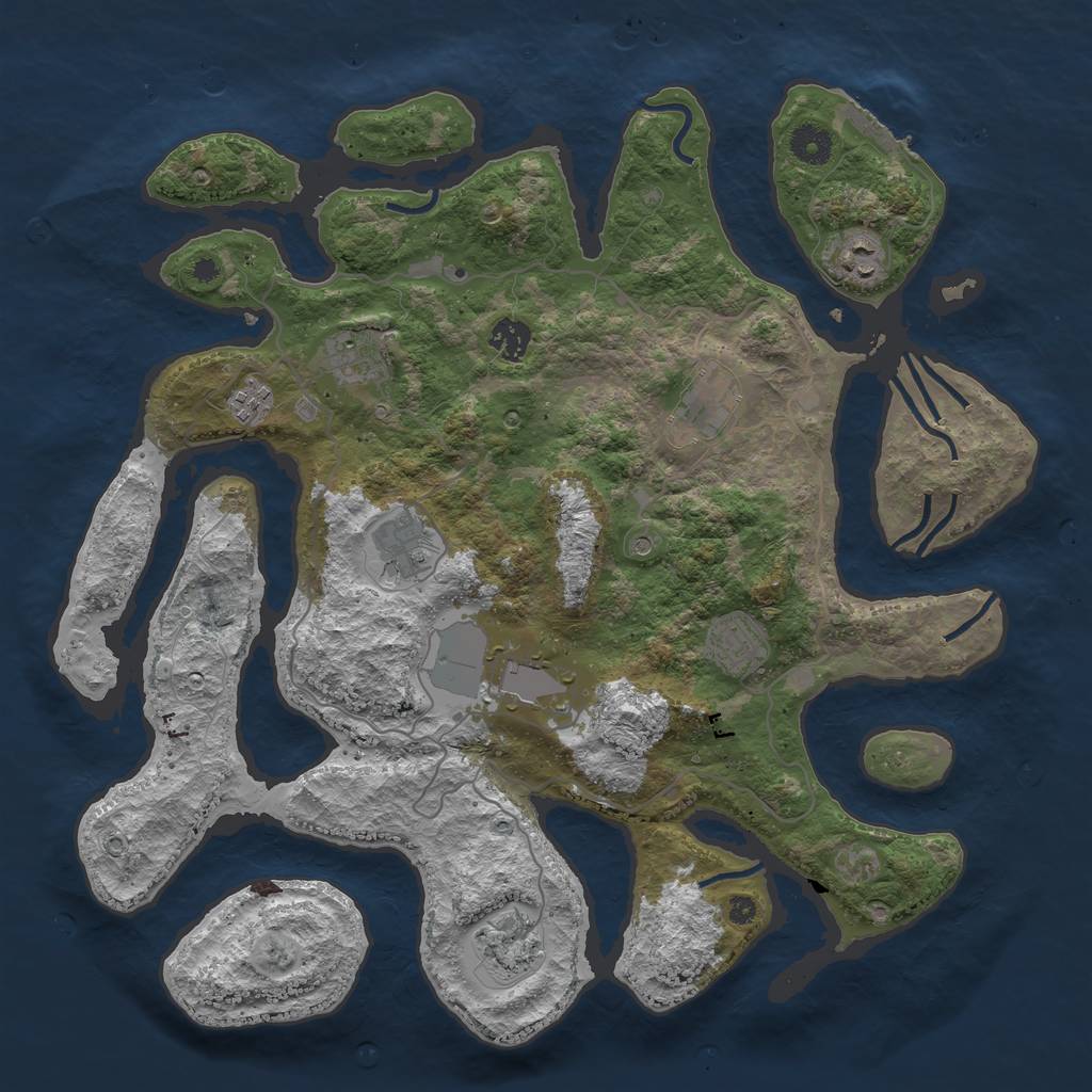 Rust Map: Procedural Map, Size: 4000, Seed: 1409134591, 13 Monuments