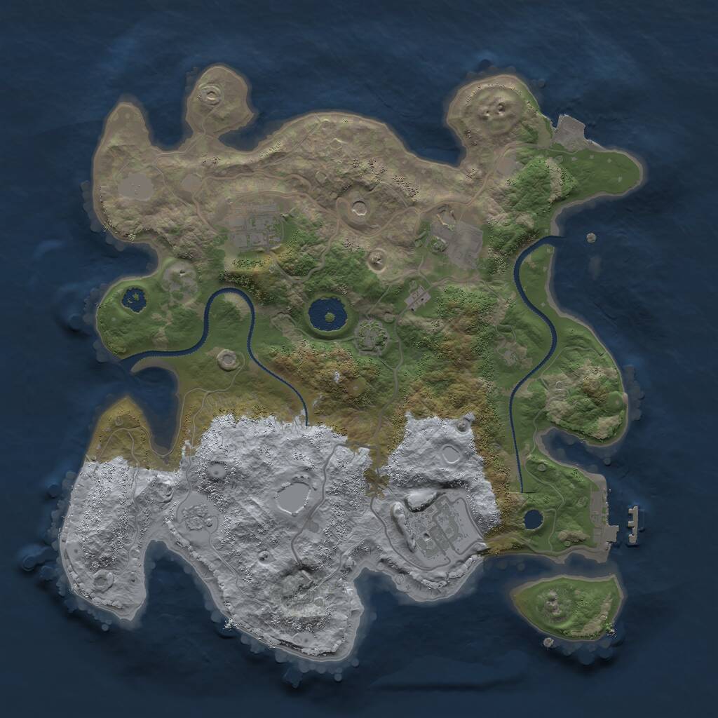 Rust Map: Procedural Map, Size: 3000, Seed: 177311819, 8 Monuments