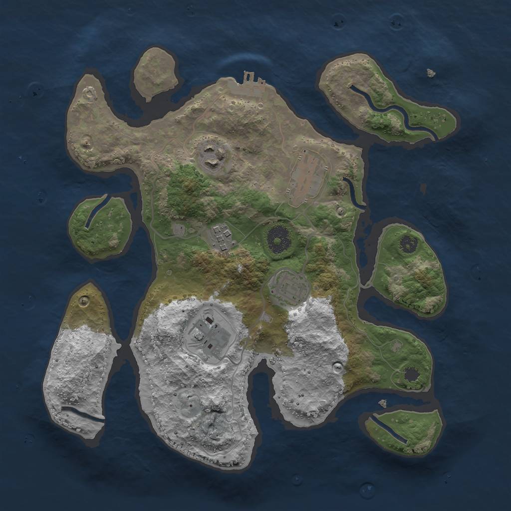 Rust Map: Procedural Map, Size: 3000, Seed: 177311819, 8 Monuments