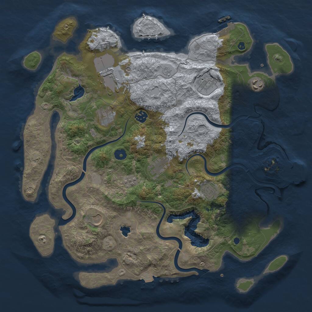 Rust Map: Procedural Map, Size: 4000, Seed: 9386717, 15 Monuments