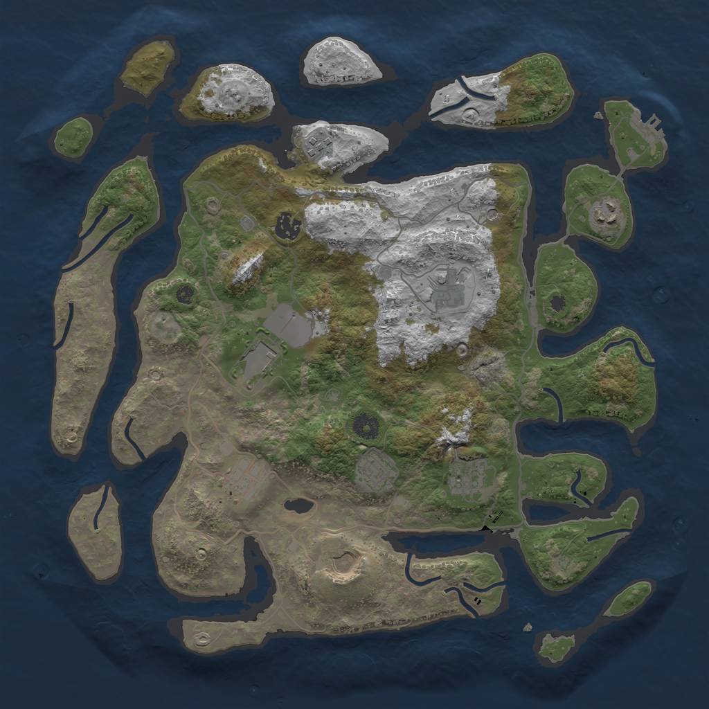 Rust Map: Procedural Map, Size: 4000, Seed: 9386717, 13 Monuments