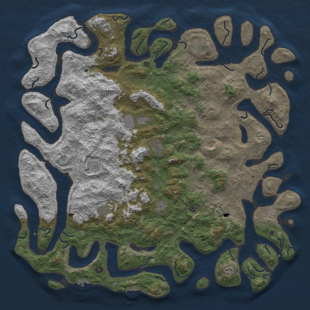 Rust Map: Procedural Map, Size: 6000, Seed: 1907917375, 16 Monuments